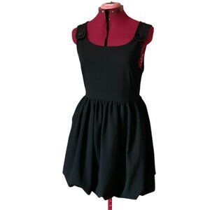 LUNA - Little black dress - Bubble skirt buttons details on strap - Medium